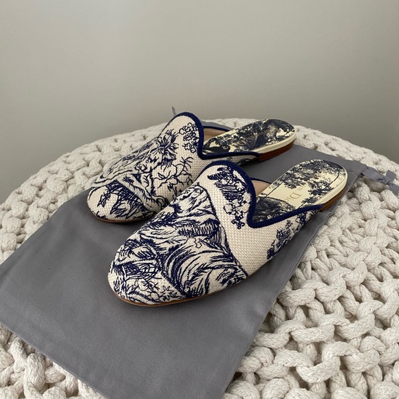 Christian Dior Toile De Jouy Canvas Slide Mule - Picture 4 of 4